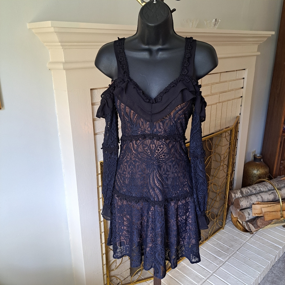 For Love & Lemons black lace dress